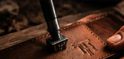 Concept close view of leather personalization