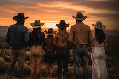 Illustrative Western family scene. Not a photograph of the Ten Hands family.